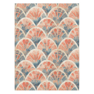 abstract modern geometric Coral and Blue Tablecloth