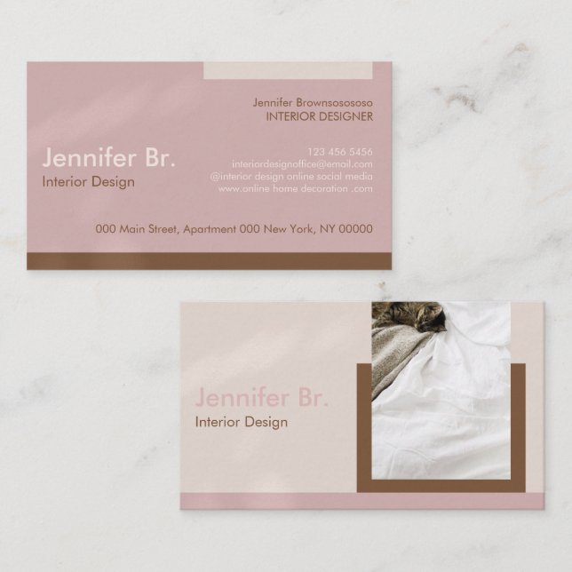 Abstract Modern Geometric Earthtone Photo Business Card (Front/Back)