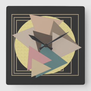Abstract modern geometric futuristic art square wall clock