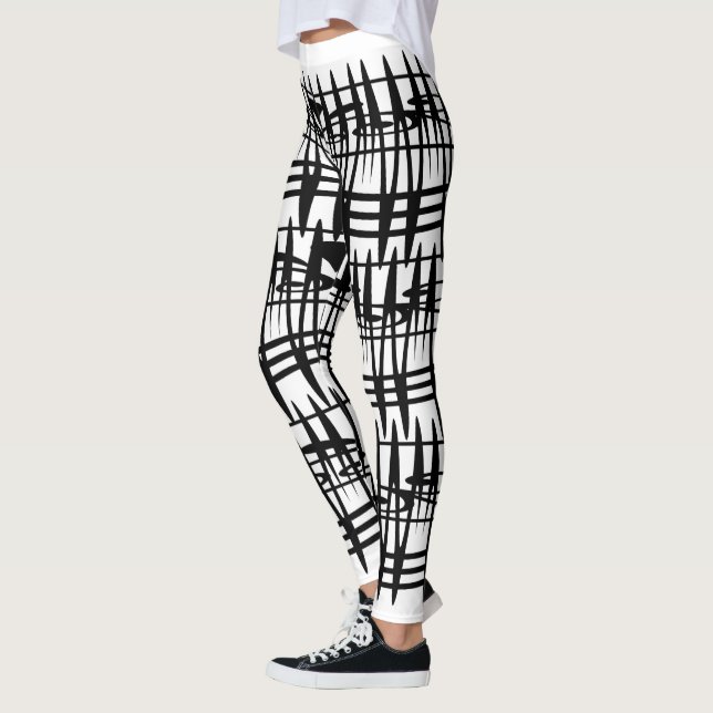 Abstract modern geometric line art leggings (Left)