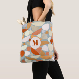 Abstract Modern Geometric Monogram Tote Bag