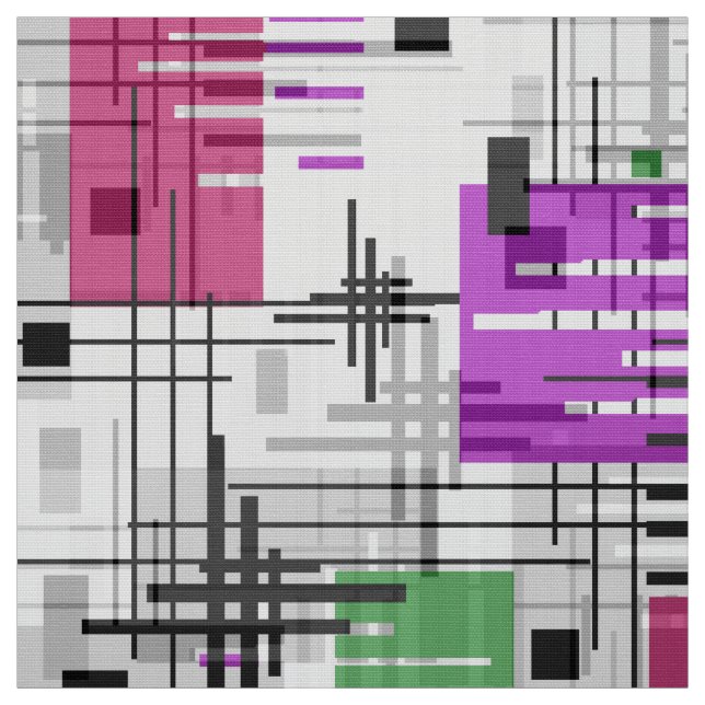 Abstract modern geometric shapes striped lined rec fabric (Swatch)