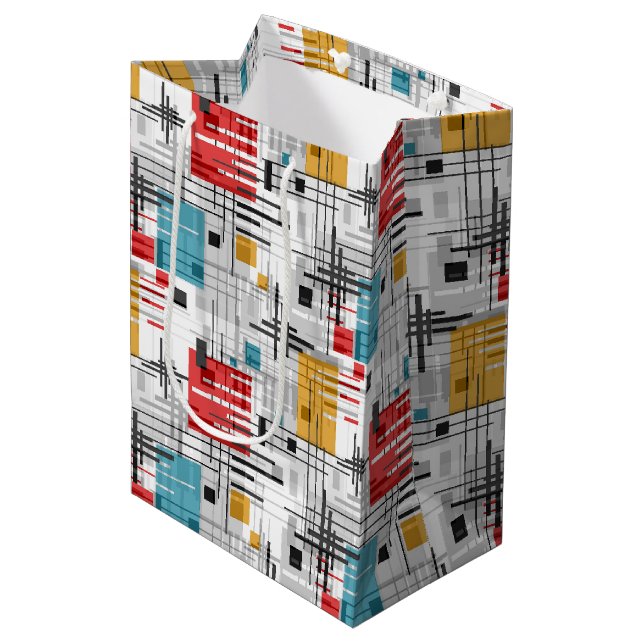 Abstract modern geometric shapes striped lined rec medium gift bag (Front Angled)