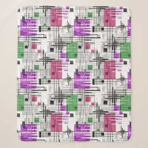 Abstract modern geometric shapes striped lined rec sherpa blanket