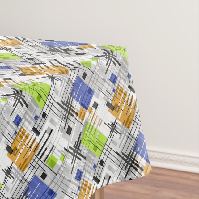 Abstract modern geometric shapes striped lined rec tablecloth (In Situ)