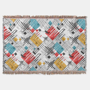 Abstract modern geometric shapes striped lined rec throw blanket