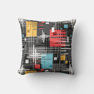 Abstract modern geometric shapes striped lined rec throw pillow
