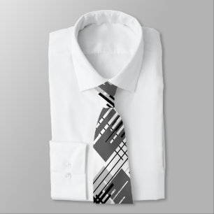 Abstract modern geometric shapes striped lined rec tie