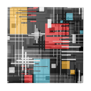 Abstract modern geometric shapes striped lined rec tile