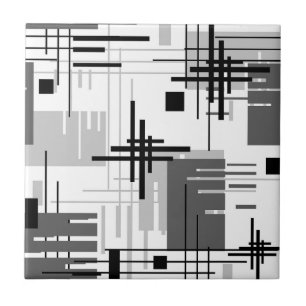 Abstract modern geometric shapes striped lined rec tile