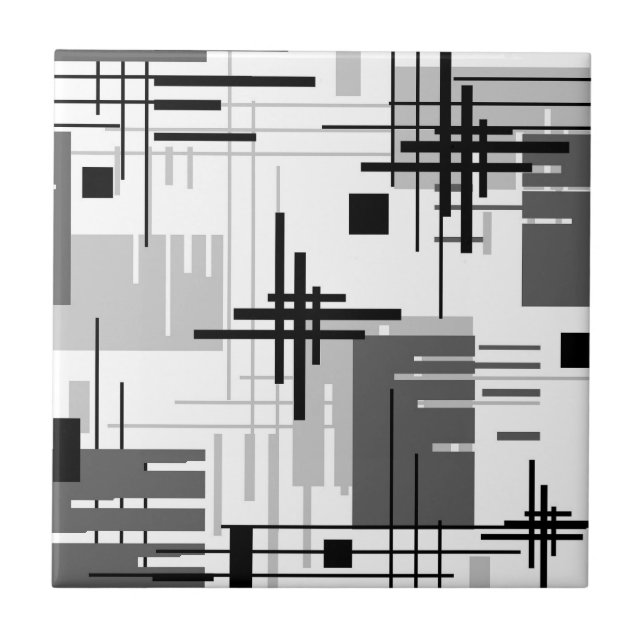 Abstract modern geometric shapes striped lined rec tile (Front)