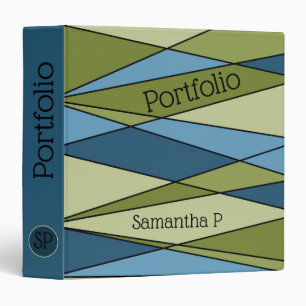 Abstract modern geometric shapes triangles blue gr binder