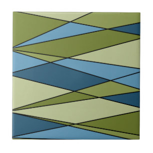Abstract modern geometric shapes triangles blue gr tile