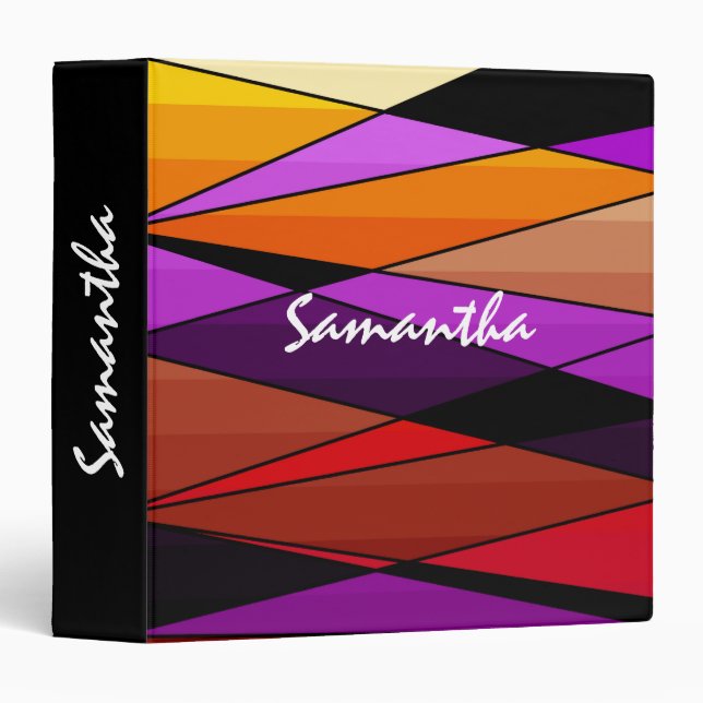 Abstract modern geometric shapes triangles orange binder (Front/Spine)