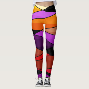 Abstract modern geometric shapes triangles orange leggings