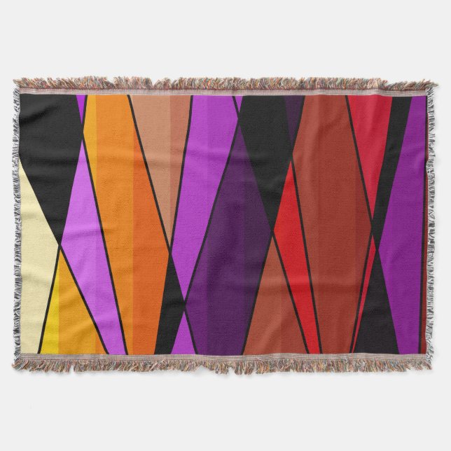 Abstract modern geometric shapes triangles orange throw blanket (Front)