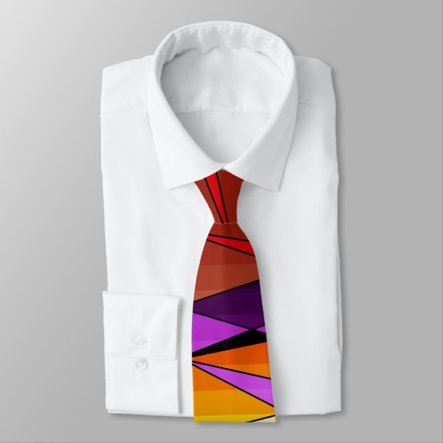 Abstract modern geometric shapes triangles orange tie (Tied)