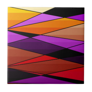 Abstract modern geometric shapes triangles orange tile