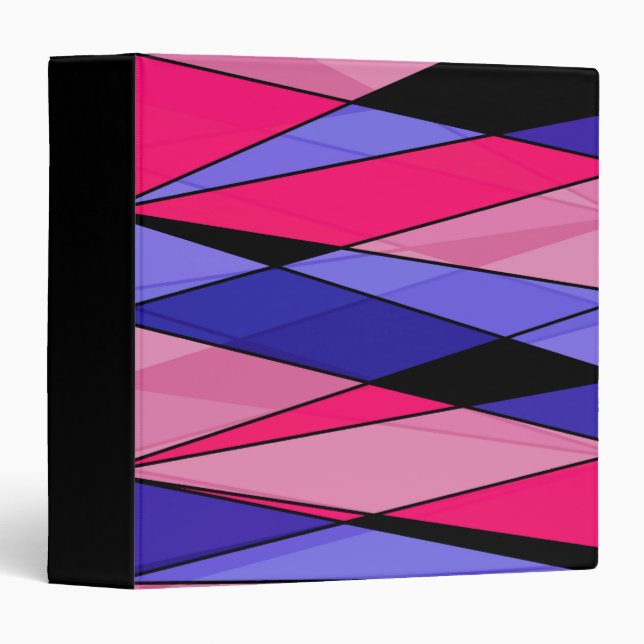 Abstract modern geometric shapes triangles pink bl binder (Front/Spine)