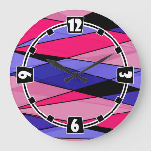 Abstract modern geometric shapes triangles pink bl large clock