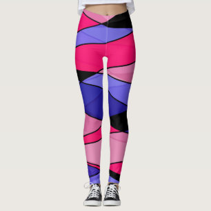 Abstract modern geometric shapes triangles pink bl leggings