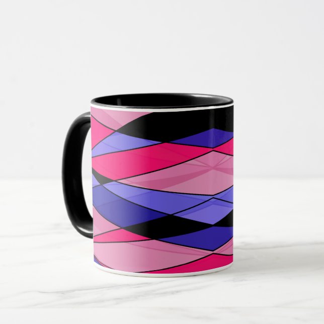 Abstract modern geometric shapes triangles pink bl mug (Front Left)