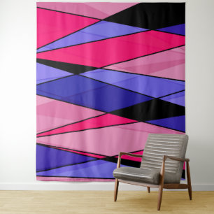 Abstract modern geometric shapes triangles pink bl tapestry