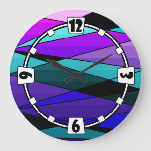 Abstract modern geometric shapes triangles pink pu large clock