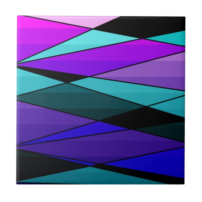 Abstract modern geometric shapes triangles pink pu tile (Front)