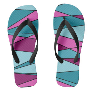 Abstract modern geometric shapes triangles pink tu flip flops