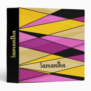 Abstract modern geometric shapes triangles pink ye binder