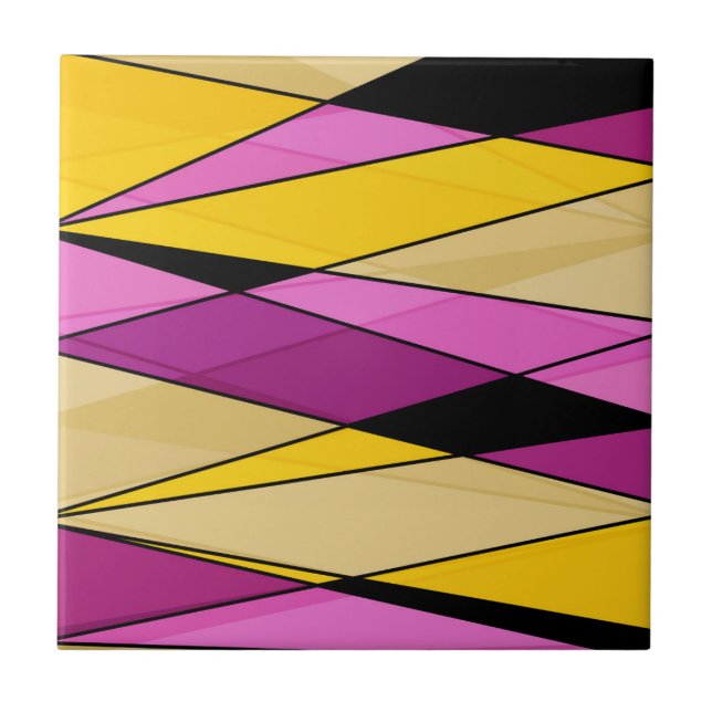 Abstract modern geometric shapes triangles pink ye tile (Front)