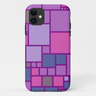 Abstract Modern Geometric Squares   Pink Purple iPhone 11 Case
