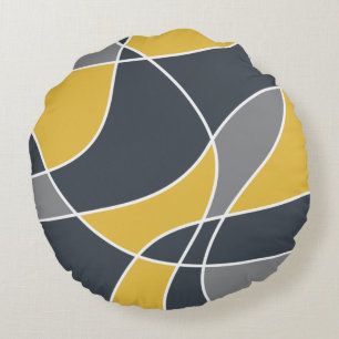 Abstract, modern, geometric, trendy pattern round pillow