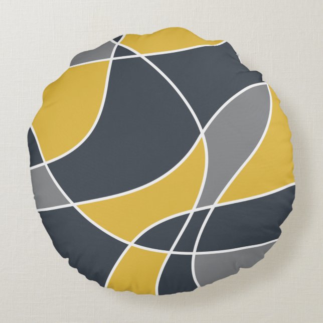 Abstract, modern, geometric, trendy pattern round pillow (Back)