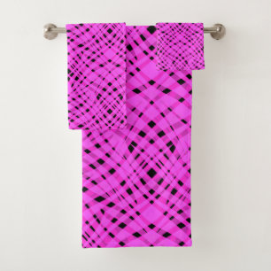 Abstract modern geometrical bright striped print bath towel set