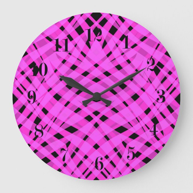Abstract modern geometrical bright striped print large clock (Front)