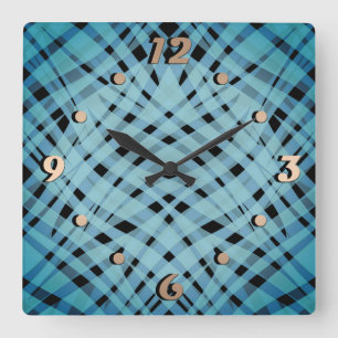 Abstract modern geometrical bright striped print square wall clock