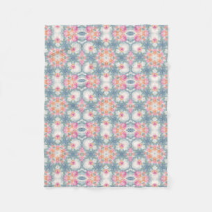 Abstract modern geometrical ornamental print blue fleece blanket