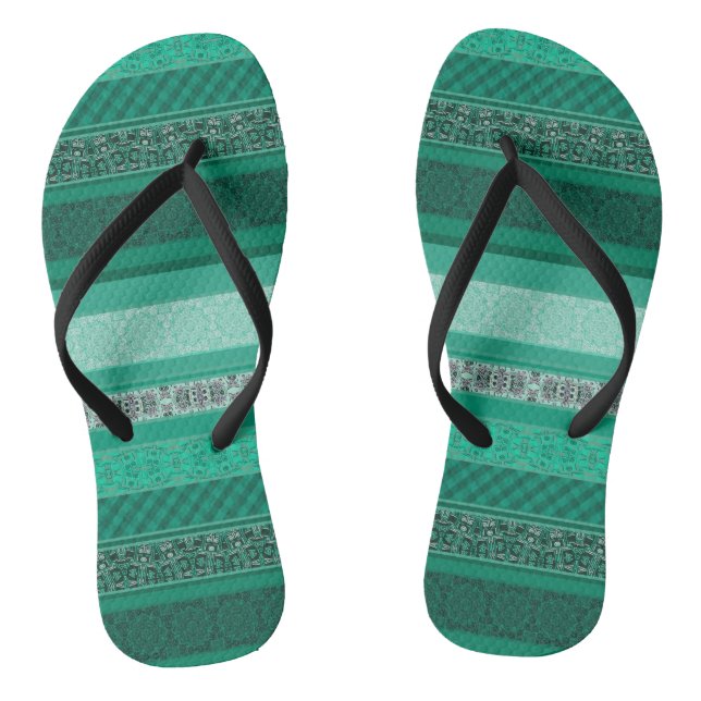 Abstract modern geometrical ornamental retro patch flip flops (Footbed)
