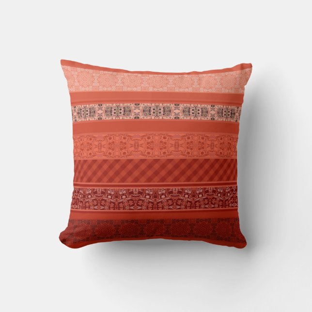 Abstract modern geometrical ornamental retro patch throw pillow (Front)