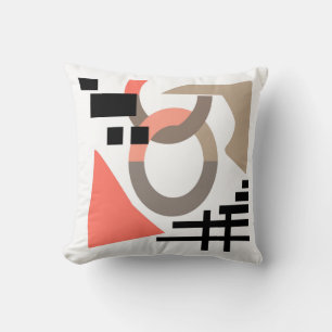 Abstract modern geometrical shapes elements coral throw pillow