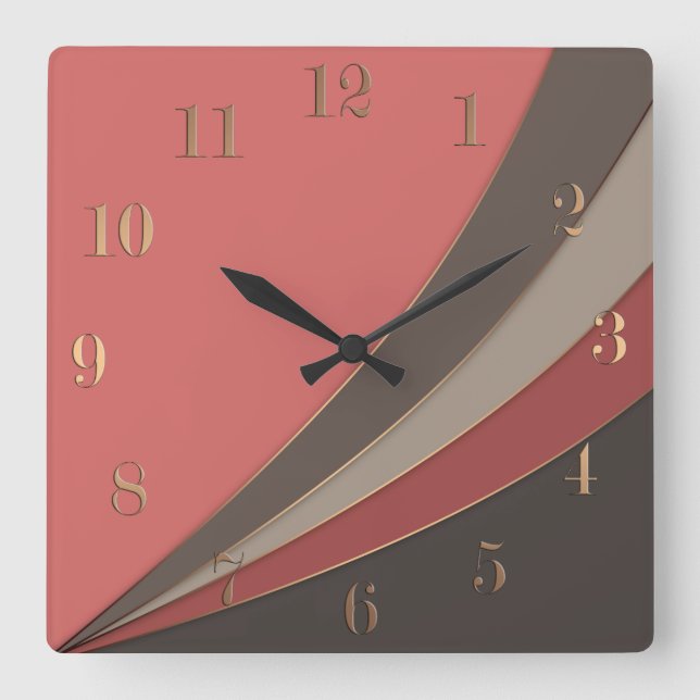 Abstract modern geometrical simple print square wall clock (Front)