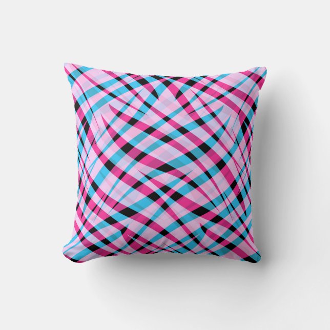 Abstract modern geometrical striped bright summer throw pillow (Front)