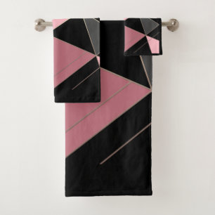 Abstract modern geometrical triangles print bath towel set