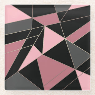 Abstract modern geometrical triangles print glass coaster