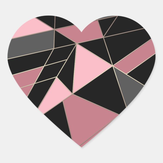 Abstract modern geometrical triangles print heart sticker (Front)