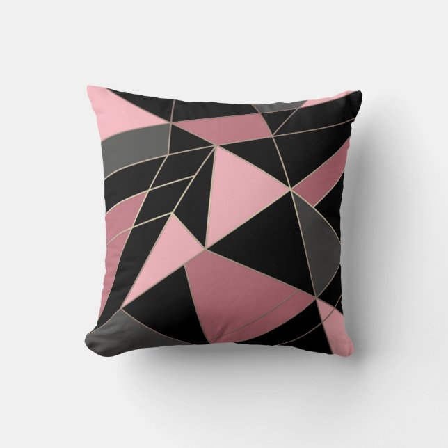 Abstract modern geometrical triangles print throw pillow (Front)