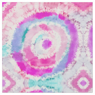 Abstract Modern Girly Pink White Tie Dye Paint Fabric