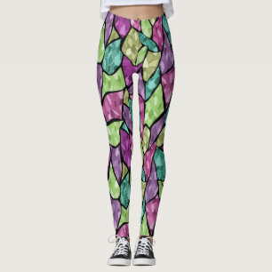 Abstract modern glass mosaic tile pattern bright c leggings